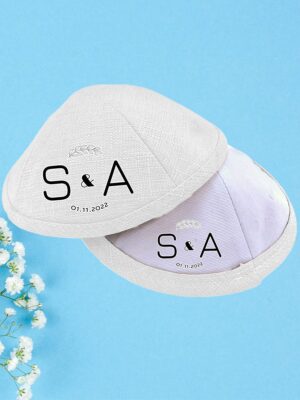 כיפות פשתן לחתונה מדגם עלה עליון