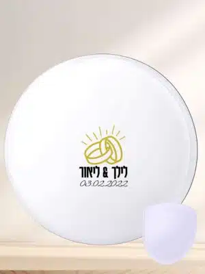 מניפה לחתונה מתקפלת מדגם טבעות מנצנצות