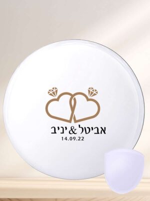 מניפה לחתונה מתקפלת מדגם טבעות לב