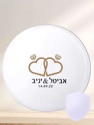 מניפה לחתונה מתקפלת מדגם טבעות לב